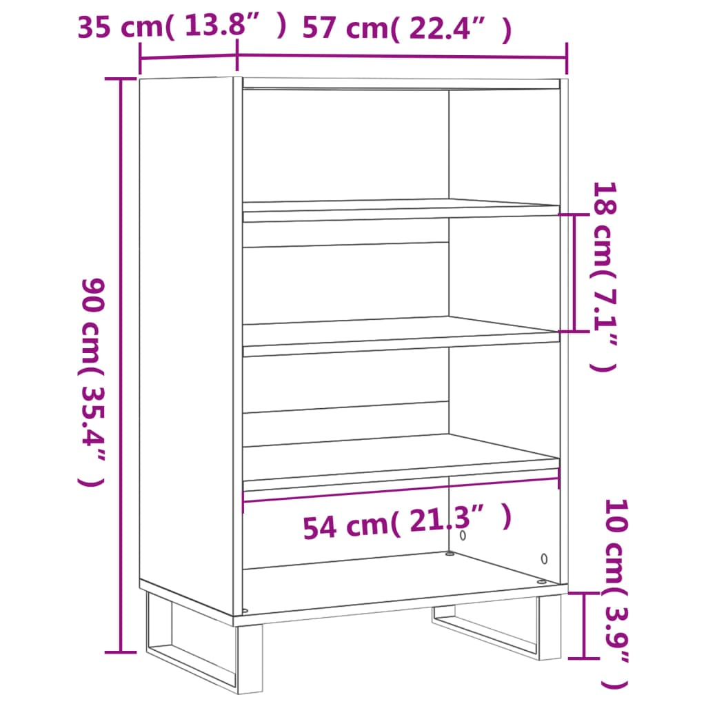 Highboard Concrete Grey 57x35x90 cm Engineered Wood