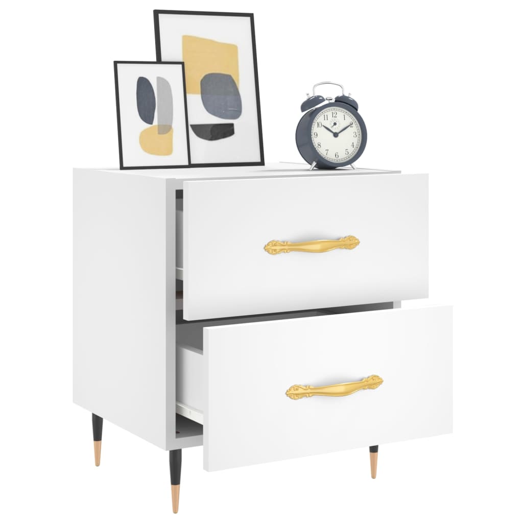 Bedside Cabinet White 40x35x47.5 cm Engineered Wood