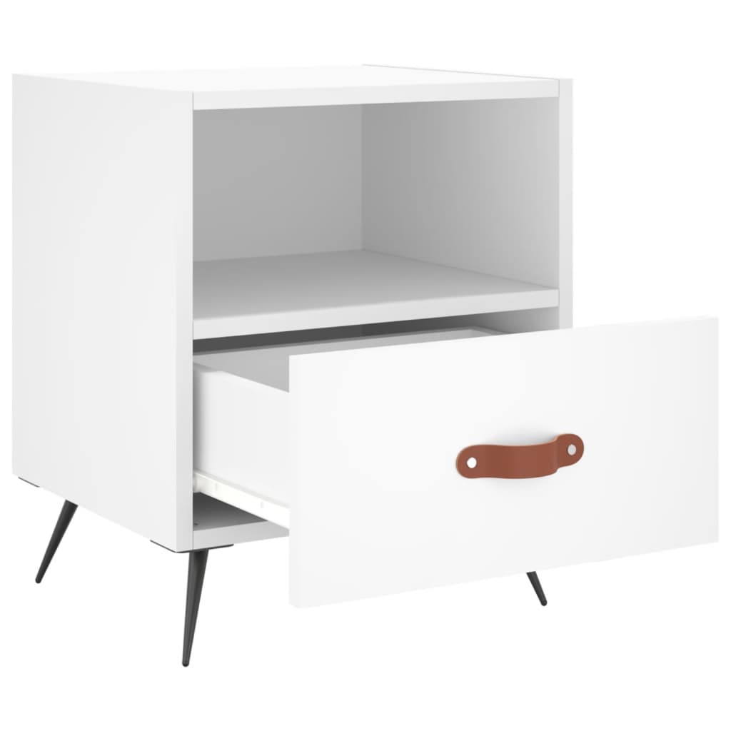Bedside Cabinet | White | Engineered wood, iron, PU faux leather | Medium
