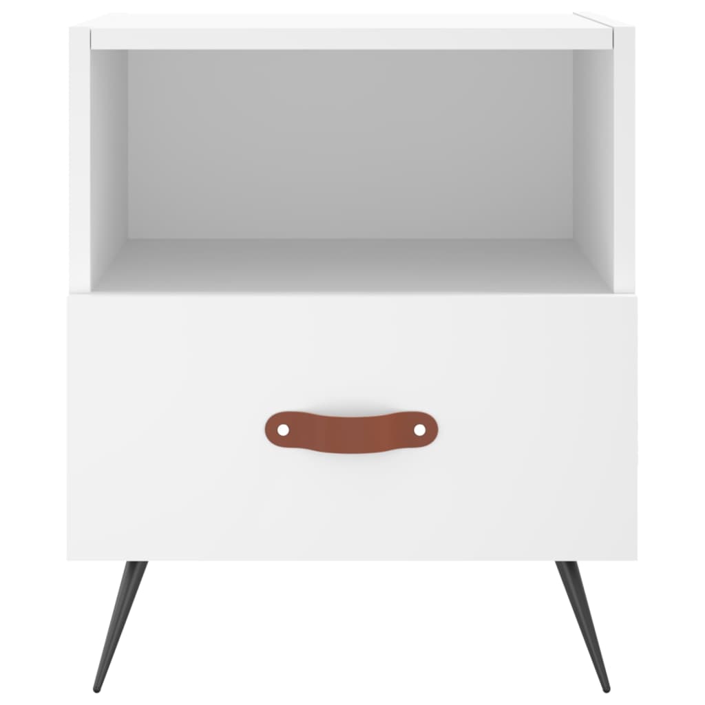 Bedside Cabinet | White | Engineered wood, iron, PU faux leather | Medium