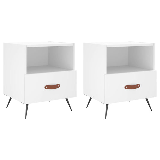 Bedside Cabinets 2 pcs White 40x35x47.5 cm Engineered Wood