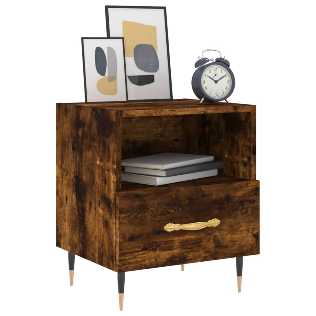 Bedside Cabinet Smoked Oak 40x35x47.5 cm Engineered Wood