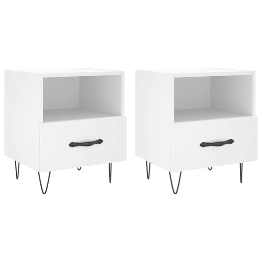 Bedside Cabinets 2 pcs White 40x35x47.5 cm Engineered Wood