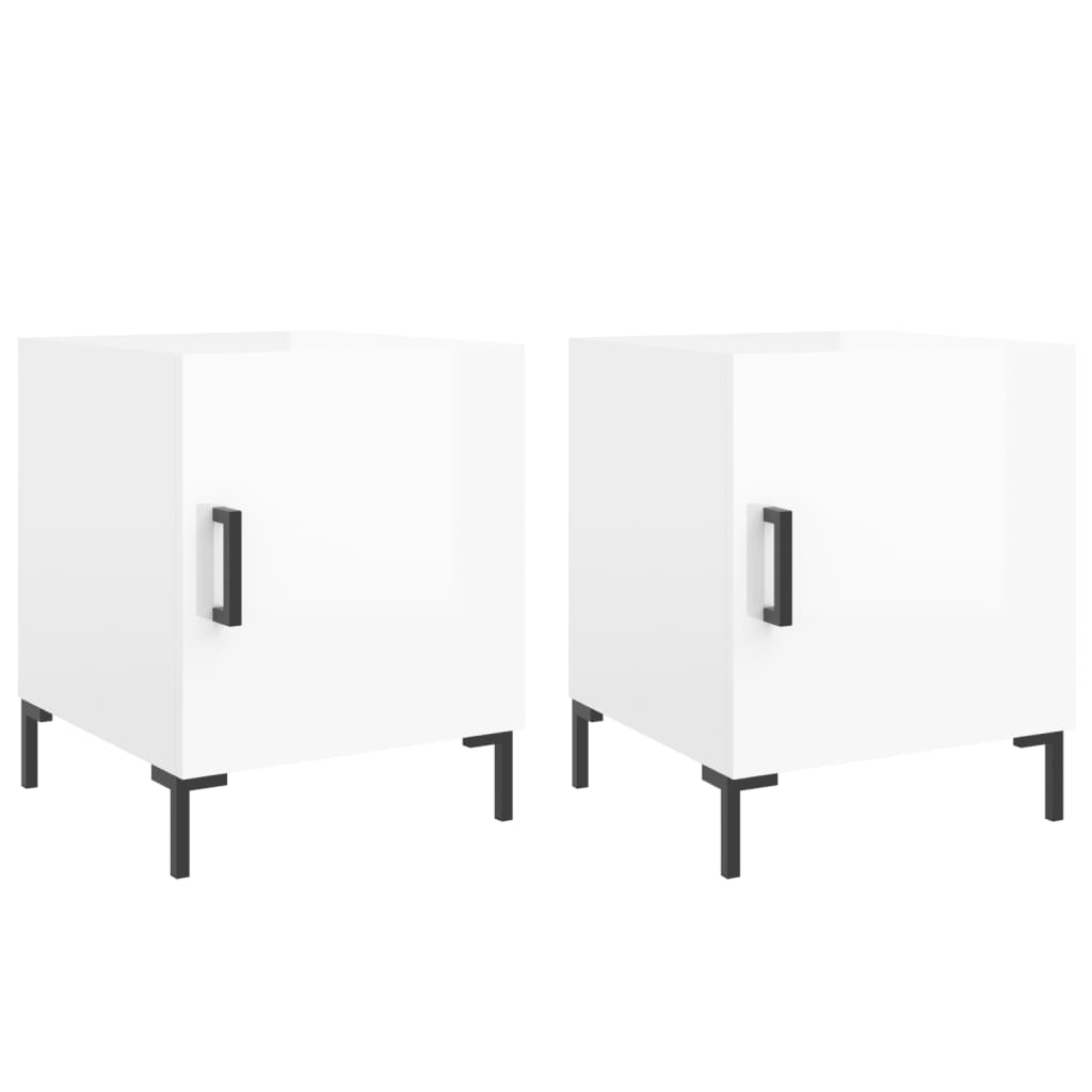 Bedside Cabinets 2 pcs High Gloss White 40x40x50 cm