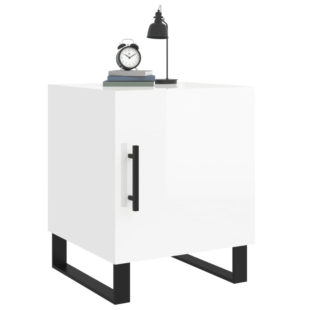 Bedside Cabinet High Gloss White 40x40x50 cm Engineered Wood
