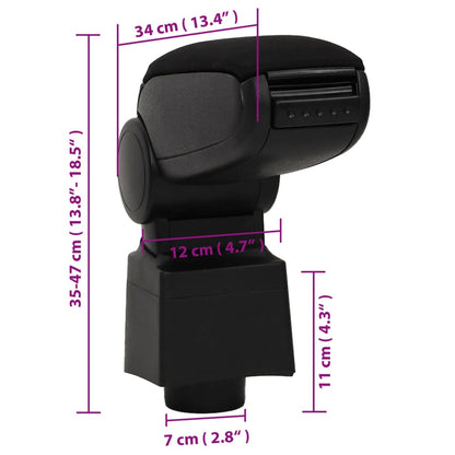 Car Armrest Black 12x34x(35-47) cm ABS