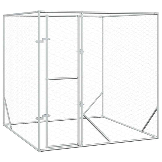 Outdoor Dog Kennel Silver 2x2x2 m Galvanised Steel