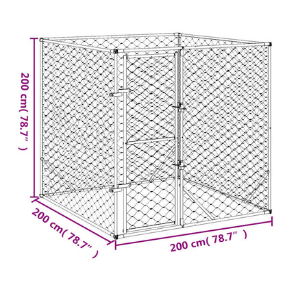 Outdoor Dog Kennel Silver 2x2x2 m Galvanised Steel