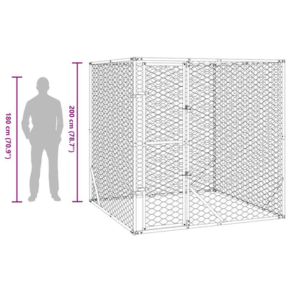 Outdoor Dog Kennel Silver 2x2x2 m Galvanised Steel