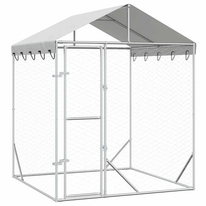 Outdoor Dog Kennel with Roof Silver 2x2x2,5 m Galvanised Steel