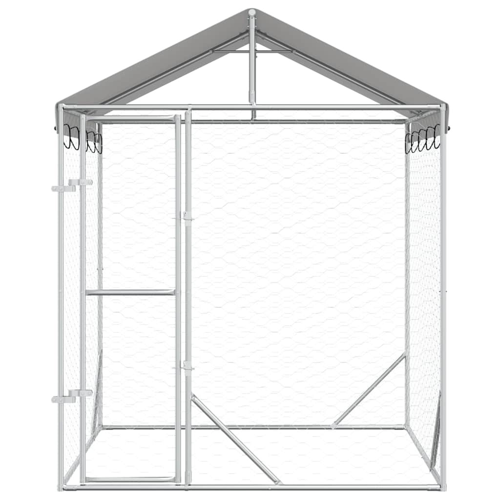 Outdoor Dog Kennel with Roof Silver 2x2x2,5 m Galvanised Steel