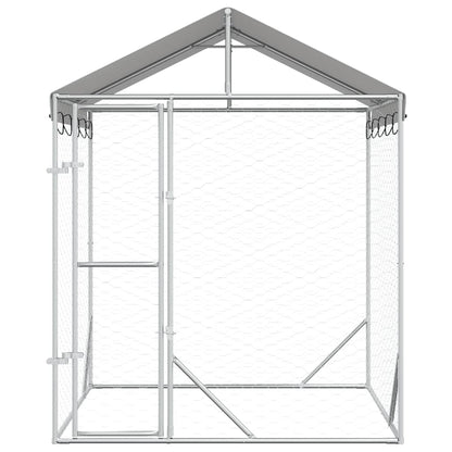 Outdoor Dog Kennel with Roof Silver 2x2x2,5 m Galvanised Steel