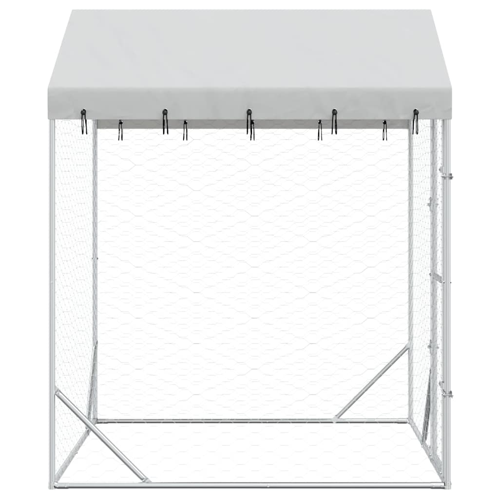 Outdoor Dog Kennel with Roof Silver 2x2x2,5 m Galvanised Steel