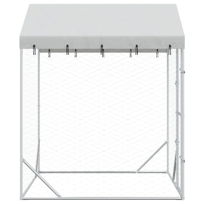 Outdoor Dog Kennel with Roof Silver 2x2x2,5 m Galvanised Steel