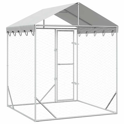 Outdoor Dog Kennel with Roof Silver 2x2x2.5 m Galvanised Steel