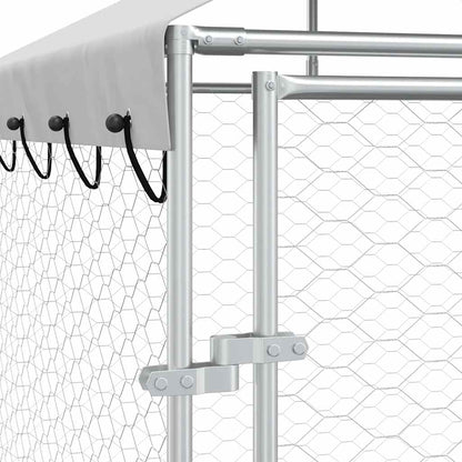 Outdoor Dog Kennel with Roof Silver 2x2x2.5 m Galvanised Steel