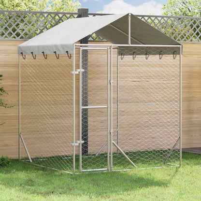 Outdoor Dog Kennel with Roof Silver 2x2x2,5 m Galvanised Steel
