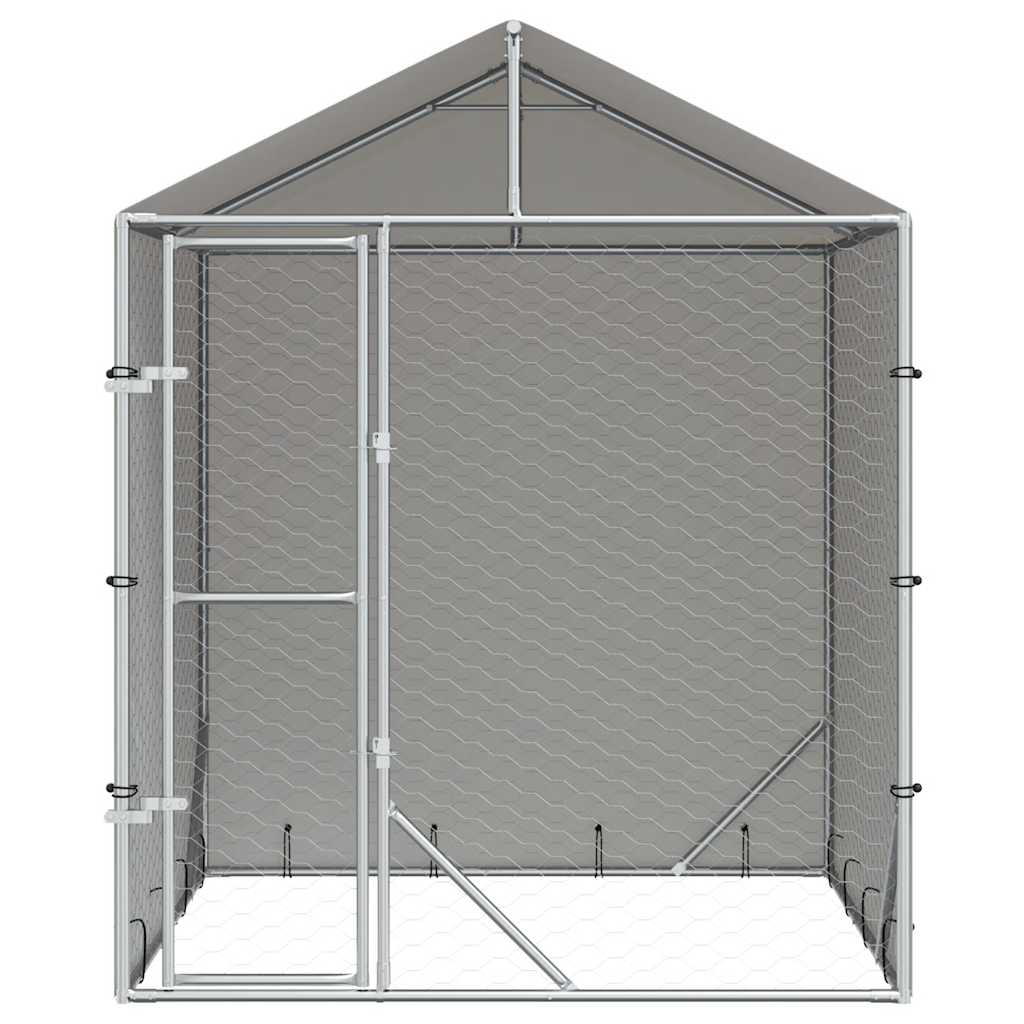 Outdoor Dog Kennel with Roof Silver 2x2x2,5 m Galvanised Steel