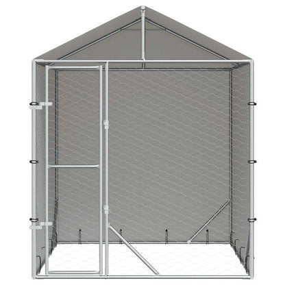 Outdoor Dog Kennel with Roof Silver 2x2x2,5 m Galvanised Steel