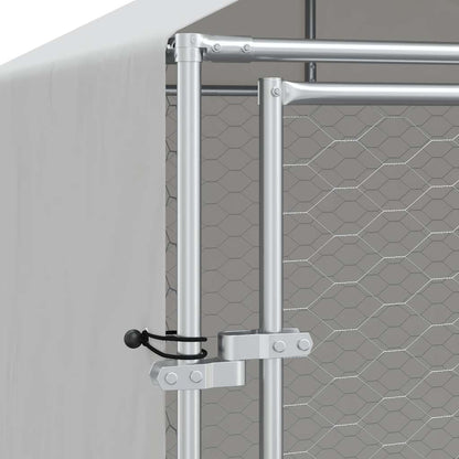 Outdoor Dog Kennel with Roof Silver 2x2x2.5 m Galvanised Steel
