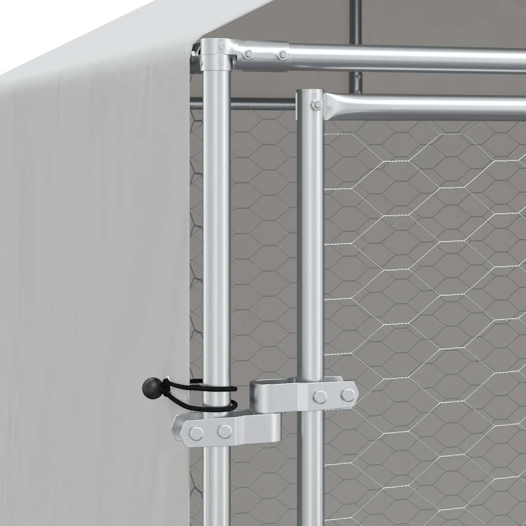 Outdoor Dog Kennel with Roof Silver 2x2x2.5 m Galvanised Steel