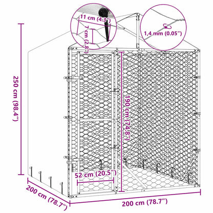 Outdoor Dog Kennel with Roof Silver 2x2x2.5 m Galvanised Steel