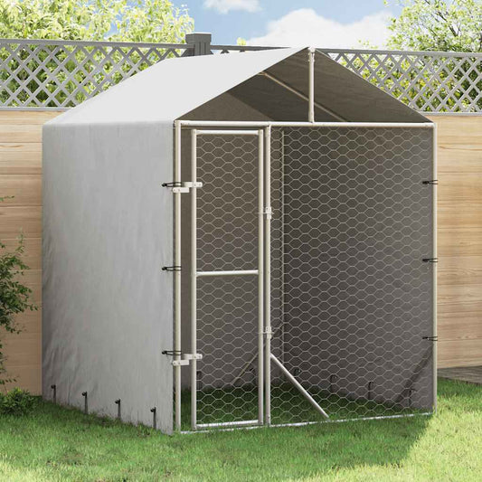 Outdoor Dog Kennel with Roof Silver 2x2x2.5 m Galvanised Steel