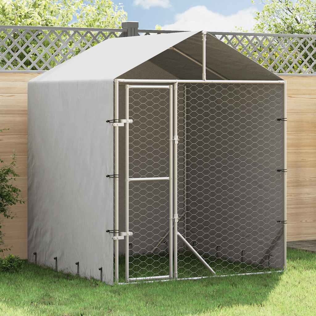 Outdoor Dog Kennel with Roof Silver 2x2x2,5 m Galvanised Steel