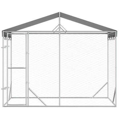 Outdoor Dog Kennel with Roof Silver 3x1.5x2.5m Galvanised Steel