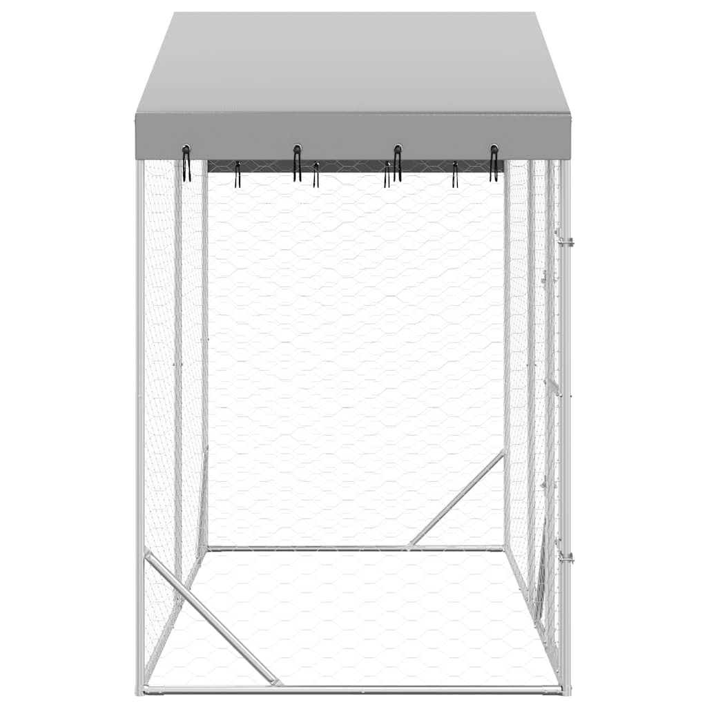 Outdoor Dog Kennel with Roof Silver 3x1.5x2.5m Galvanised Steel