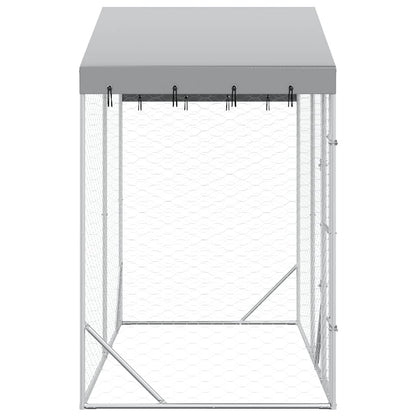 Outdoor Dog Kennel with Roof Silver 3x1.5x2.5m Galvanised Steel