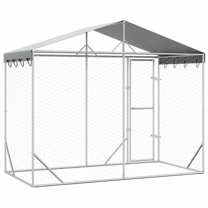 Outdoor Dog Kennel with Roof Silver 3x1.5x2.5m Galvanised Steel