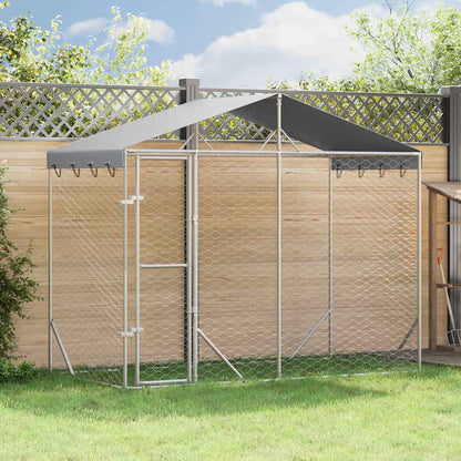 Outdoor Dog Kennel with Roof Silver 3x1.5x2.5m Galvanised Steel