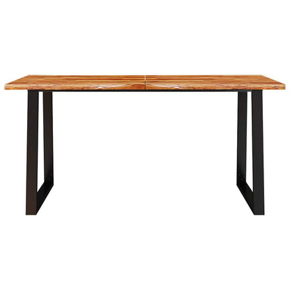 Dining Table with Live Edge 160x80x75 cm Solid Wood Acacia
