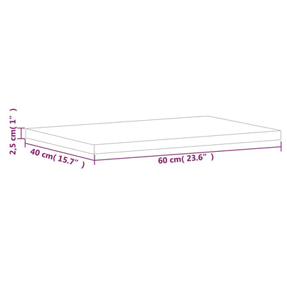 Table Top 60x40x2.5 cm Rectangular Solid Wood Beech