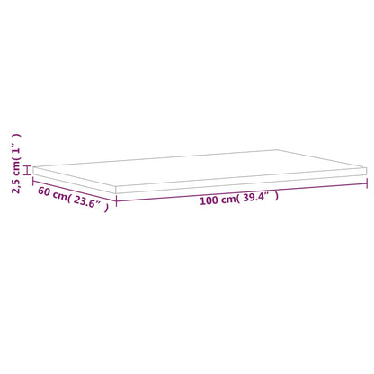 Table Top 100x60x2.5 cm Rectangular Solid Wood Beech