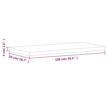 Table Top 100x50x4 cm Rectangular Solid Wood Beech