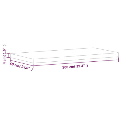 Table Top 100x60x4 cm Rectangular Solid Wood Beech