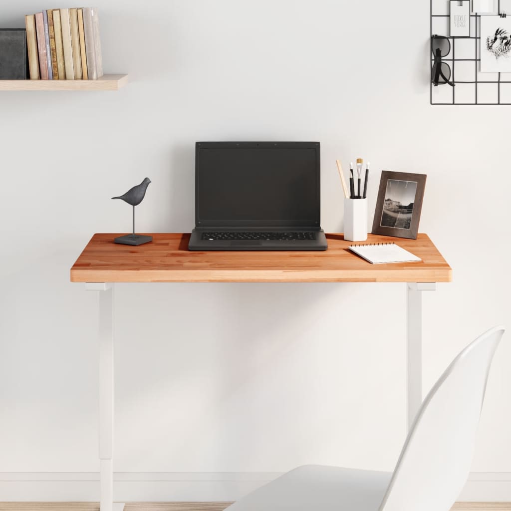 Table Top 80x40x2.5 cm Rectangular Solid Wood Beech
