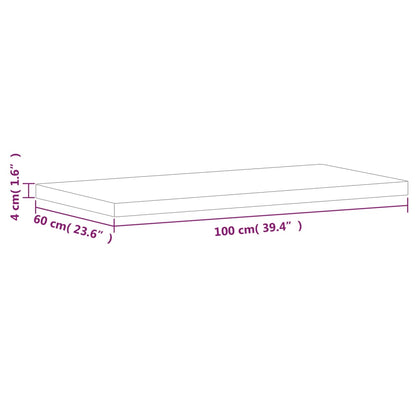 Table Top 100x60x4 cm Rectangular Solid Wood Beech