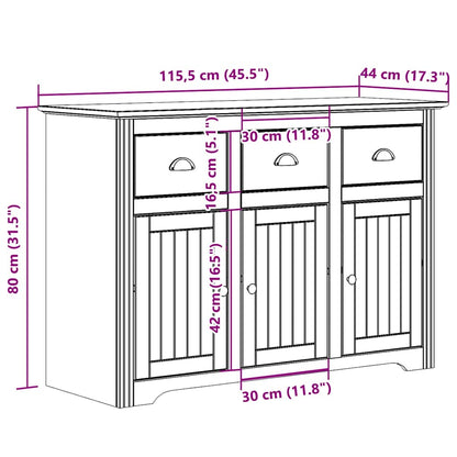 Sideboard BODO White and Brown 115x43x79.5 cm Solid Wood Pine