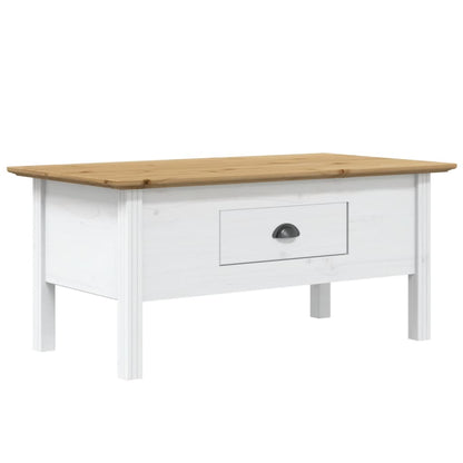 Coffee Table BODO White and Brown 100x55x45 cm Solid Wood Pine