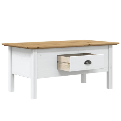 Coffee Table BODO White and Brown 100x55x45 cm Solid Wood Pine