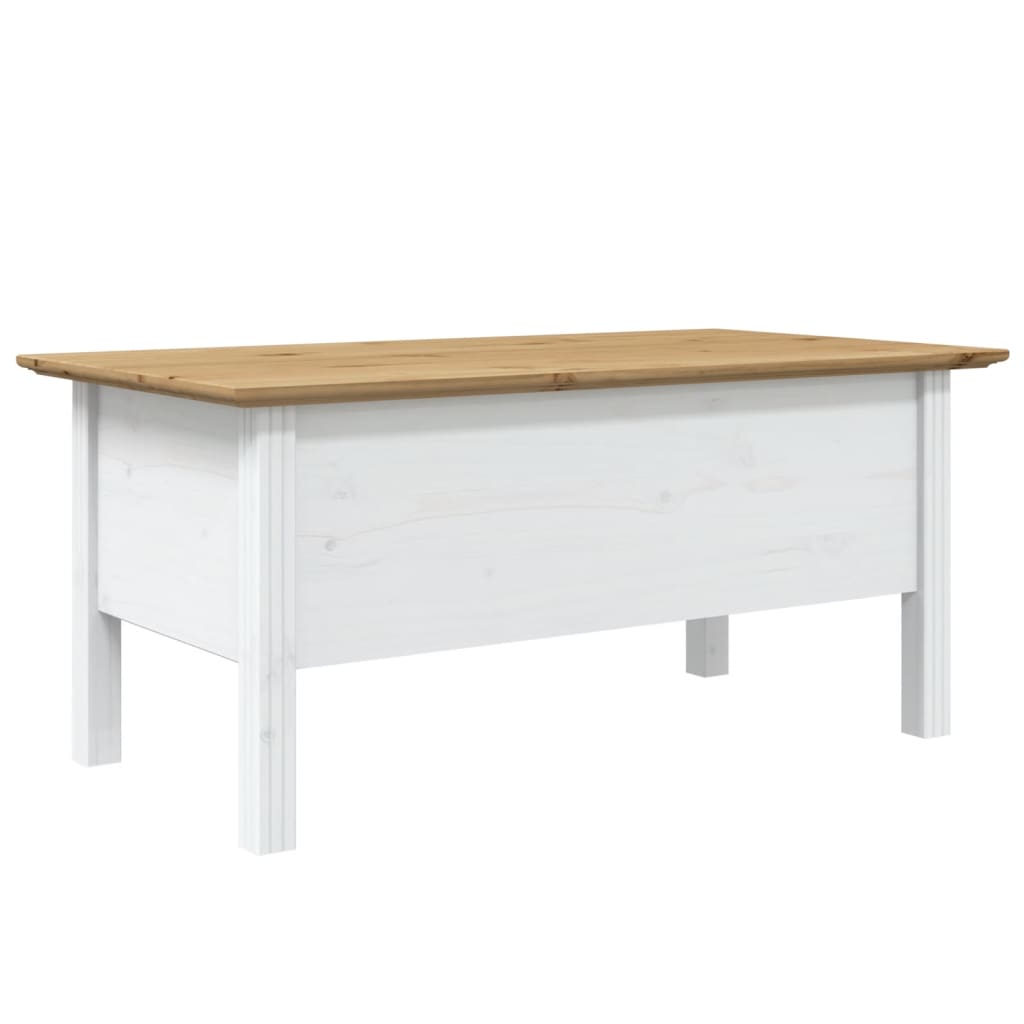 Coffee Table BODO White and Brown 100x55x45 cm Solid Wood Pine