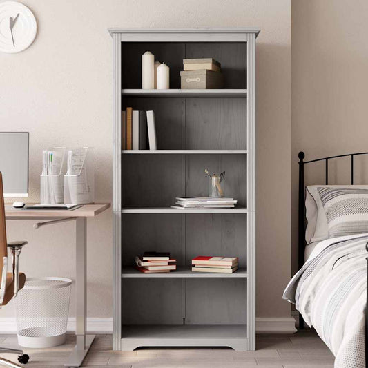 Bookcase BODO Grey 80x38x180 cm Solid Wood Pine 5-Tier
