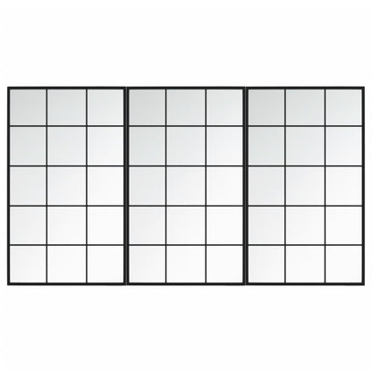 Wall Mirrors 3 pcs Black 100x60 cm Metal