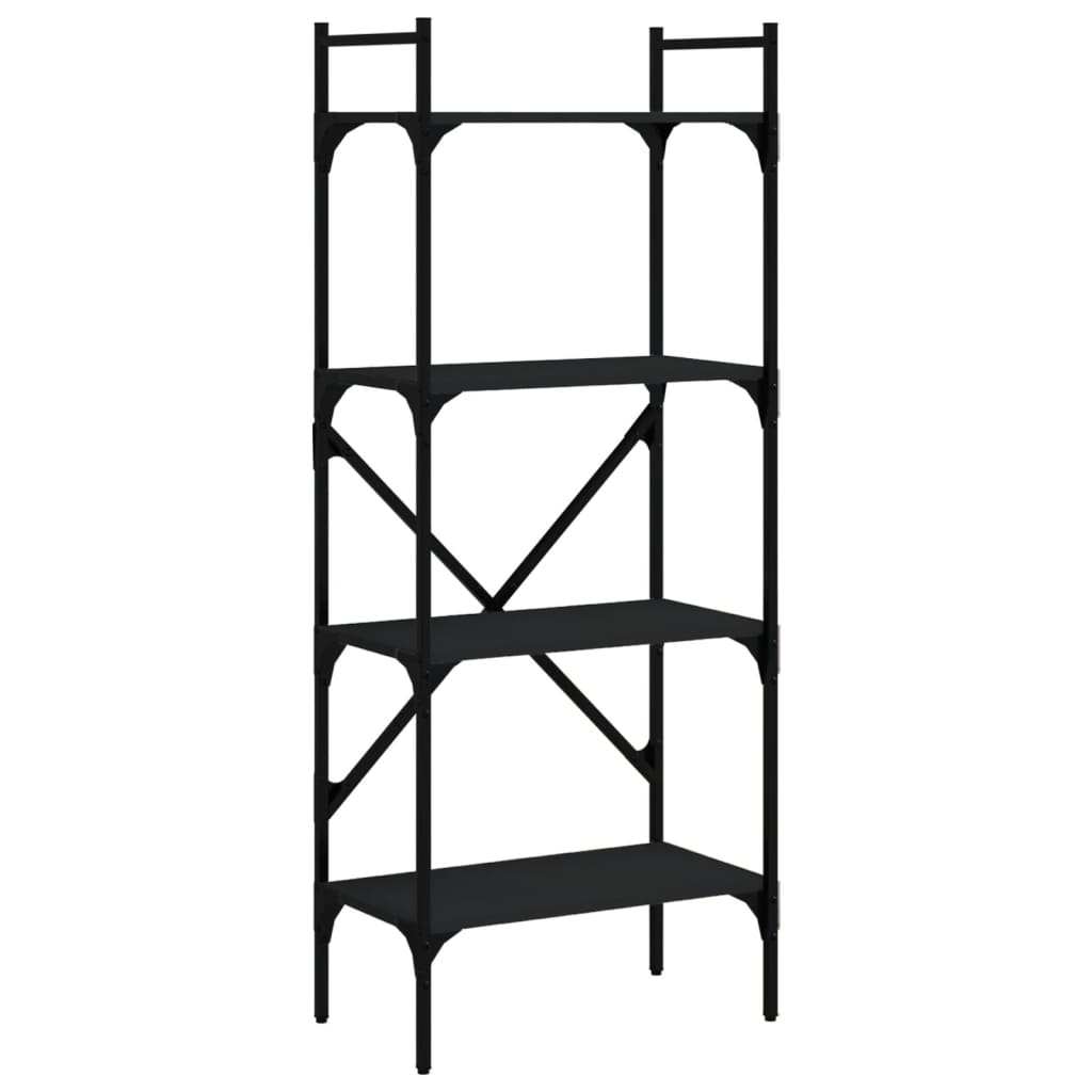 Bookcase 4-Tier Black 56x31,5x138,5 cm Engineered Wood