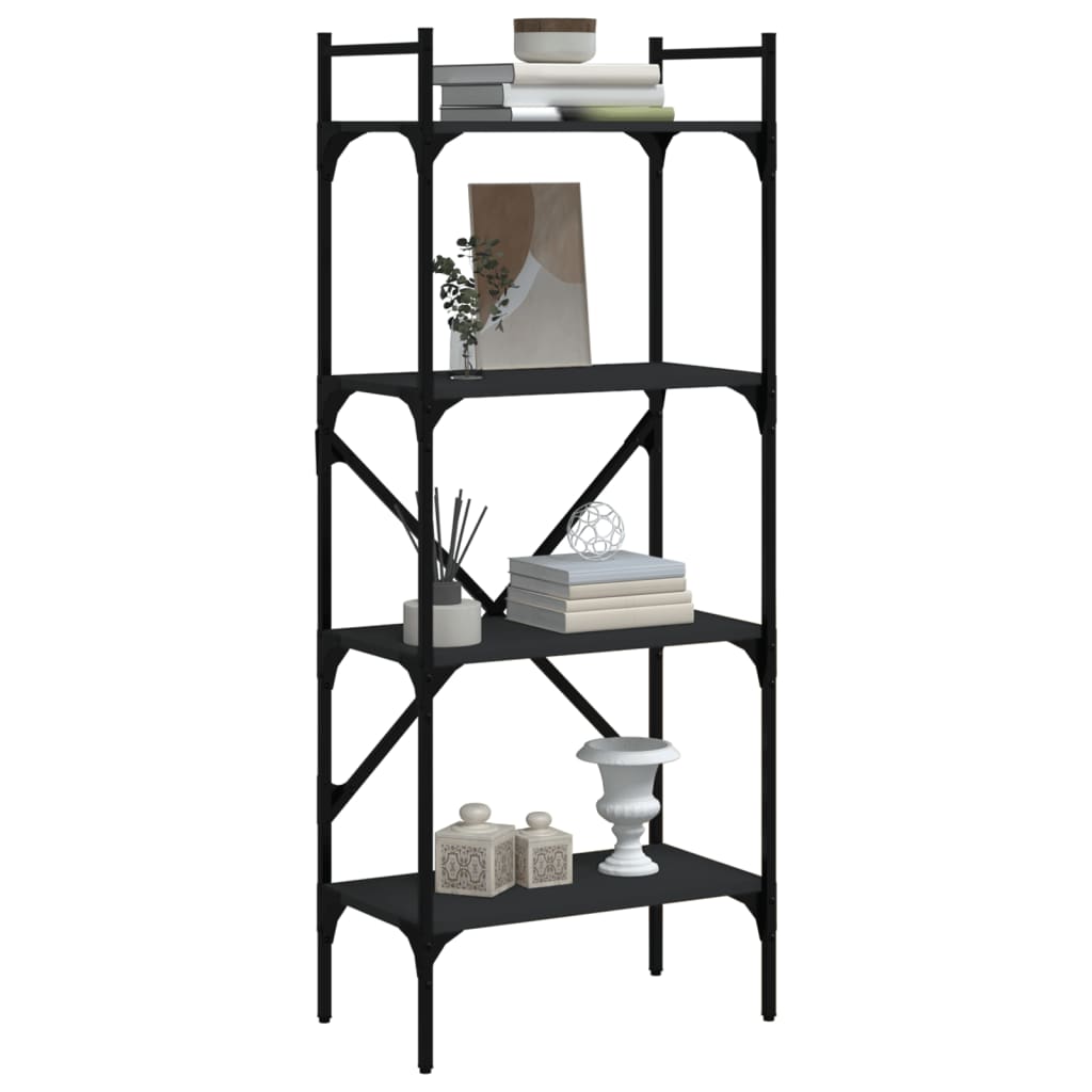 Bookcase 4-Tier Black 56x31,5x138,5 cm Engineered Wood