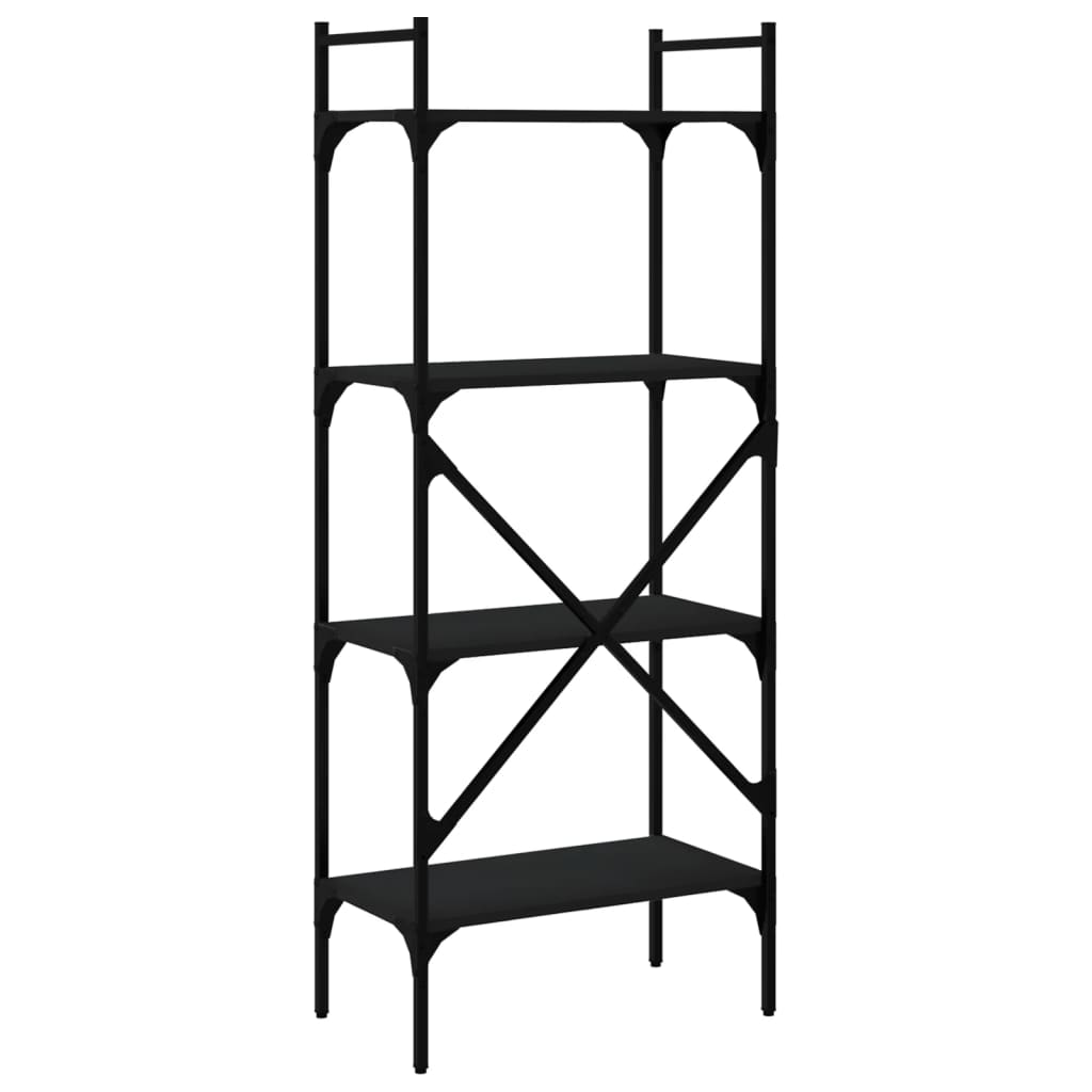 Bookcase 4-Tier Black 56x31,5x138,5 cm Engineered Wood