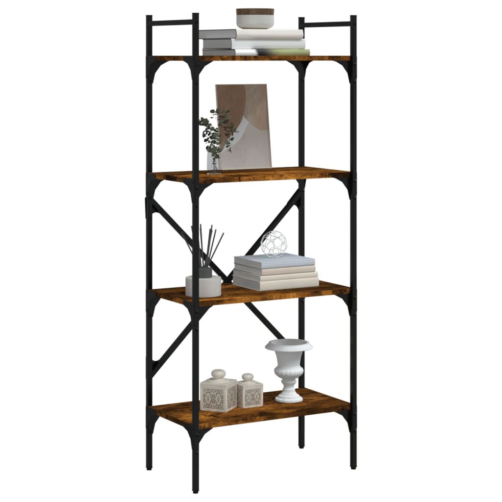 Bookcase 4-Tier Smoked Oak 56x31,5x138,5 cm Engineered Wood